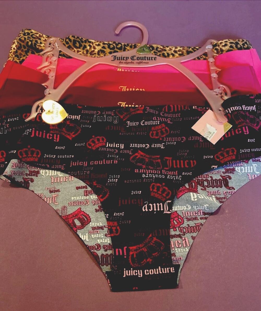 NEW! Juicy Couture Asst. Leopard & Pink Bikini Panty 5 Pack Set/ $44/ LARGE